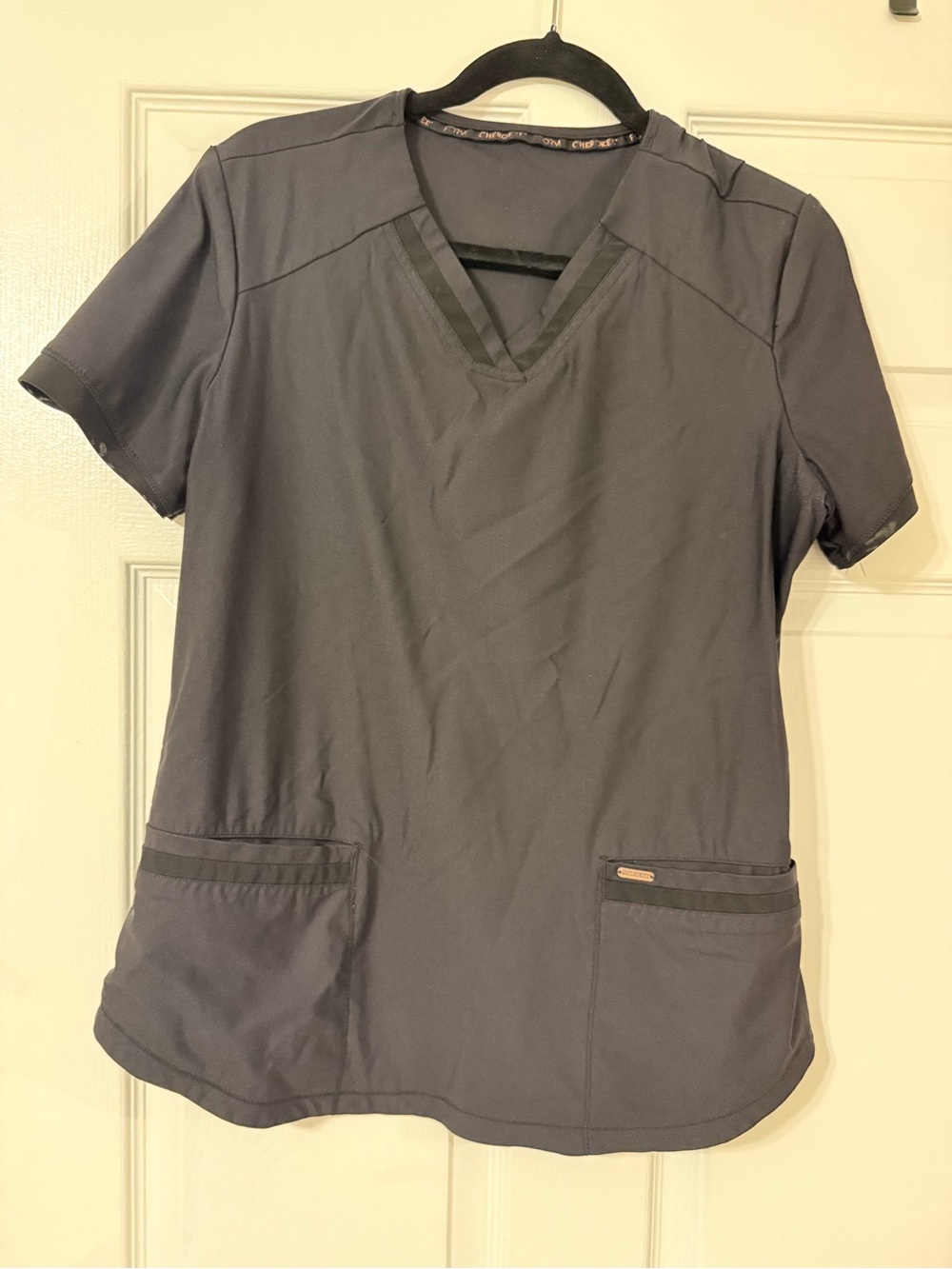 CHEROKEE Black Women's V-Neck Scrub Top & pant set